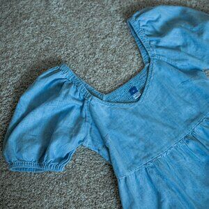 Soft Denim Chambray Puff Sleeve Dress